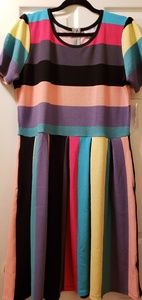 Lularoe Amelia multi-color stripe dress NWT